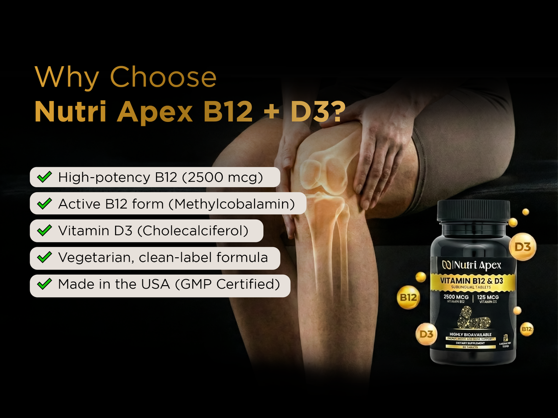 Nutri Apex B12 + D3 — the simple way to support energy, mood, and immunity
