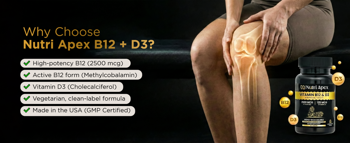 Nutri Apex B12 + D3 — third-party tested in a GMP-certified facility