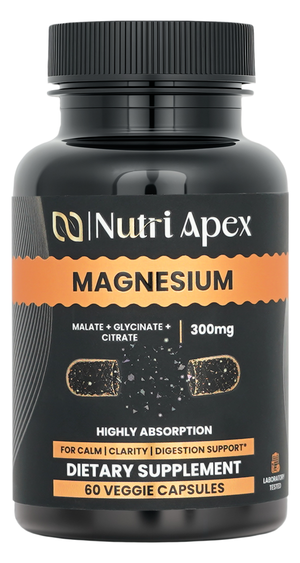 Magnesium 3X Complex — Glycinate, Malate & Citrate for Sleep, Muscle Recovery & Stress Relief (60 Vegetarian Capsules)